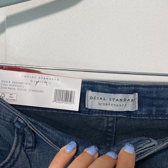 Social standard by sanctuary high rise crop straight blue jeans size US 14 - Picture 2 of 5
